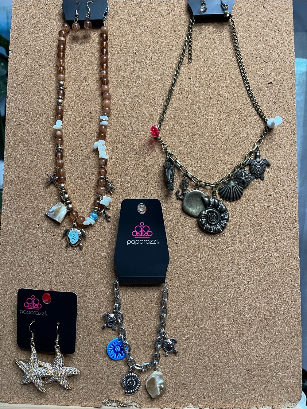 Paparazzi Brown and Gold Coastal Charm Necklace Set